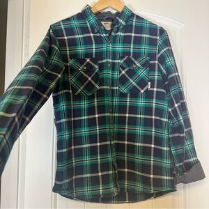 Vans Men's Blue and Green Plaid Button Down Shirt, size S